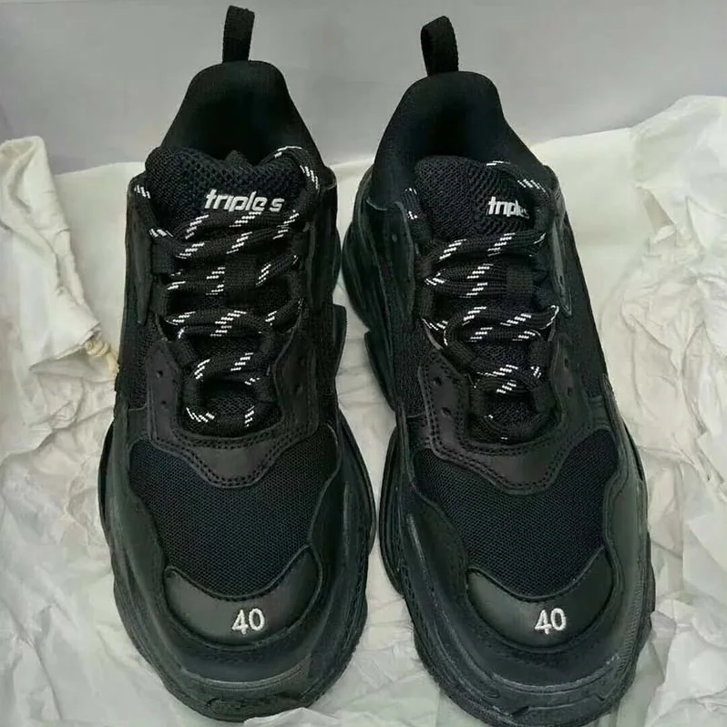 Balenciaga Triple S Trainers Oversized Multimaterial Sneakers Quilted Effect for Unisex in Black