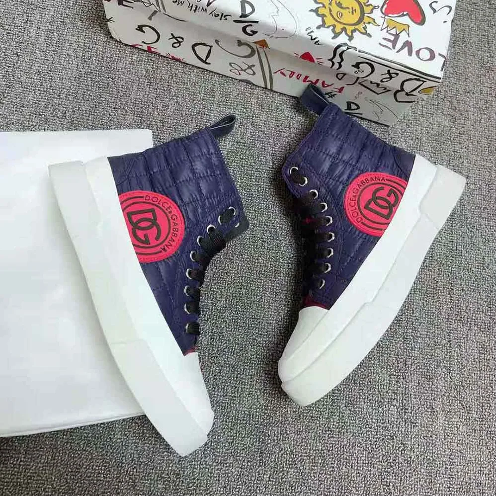 Dolce Gabbana D&G Quilted Two-Tone Nylon Portofino Light Mid-Top Sneakers for Unisex in Navy Dolce Gabbana D&G Quilted Two-Tone Nylon Portofino Light Mid-Top Sneakers for Unisex in Navy