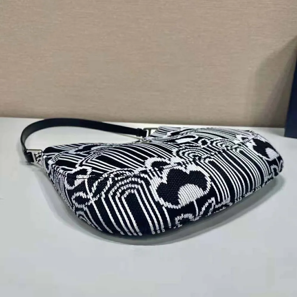 Prada Prada Cleo Jacquard Knit and Leather Bag for Women