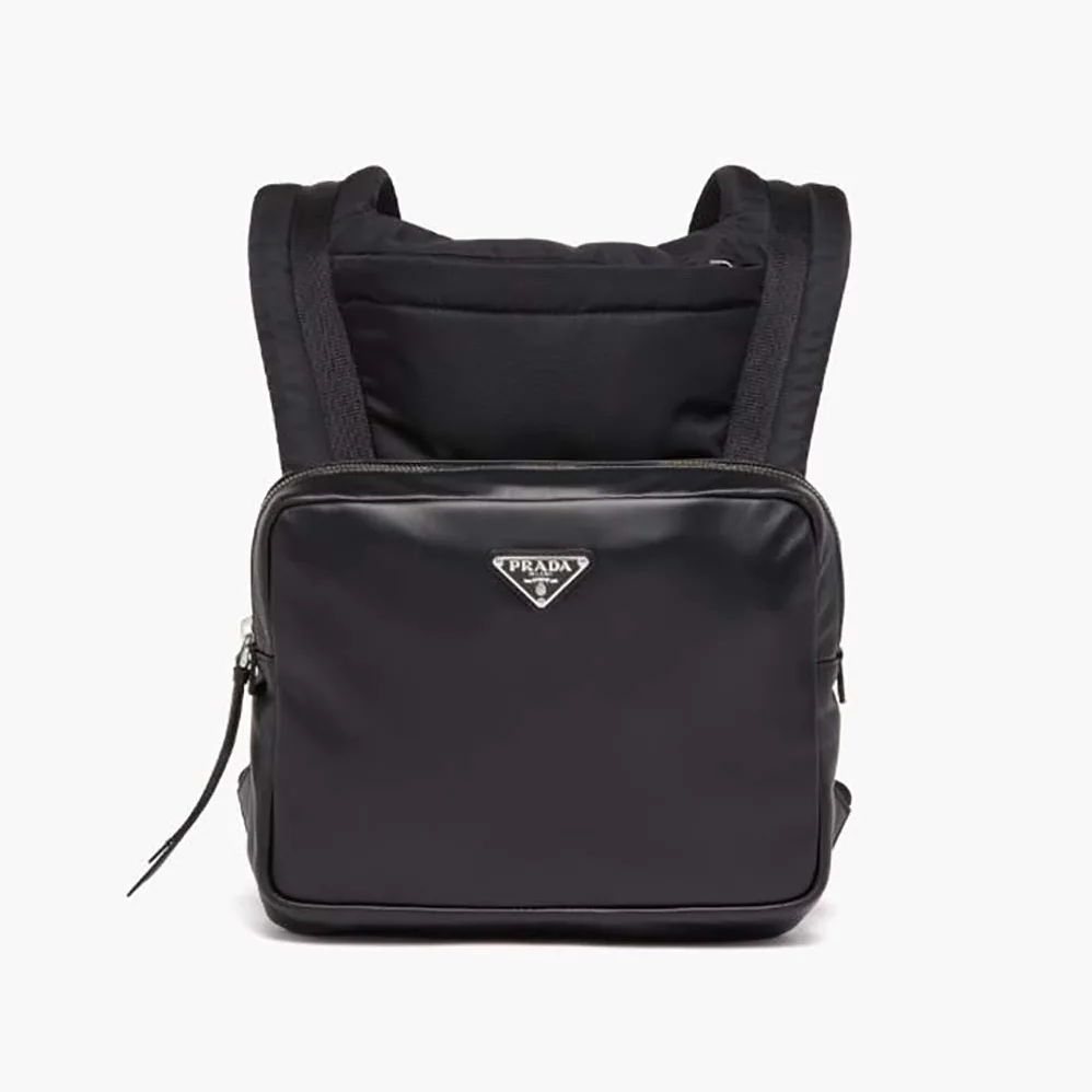 Prada Leather Backpack with Hood for Women in Black Prada Leather Backpack with Hood for Women in Black