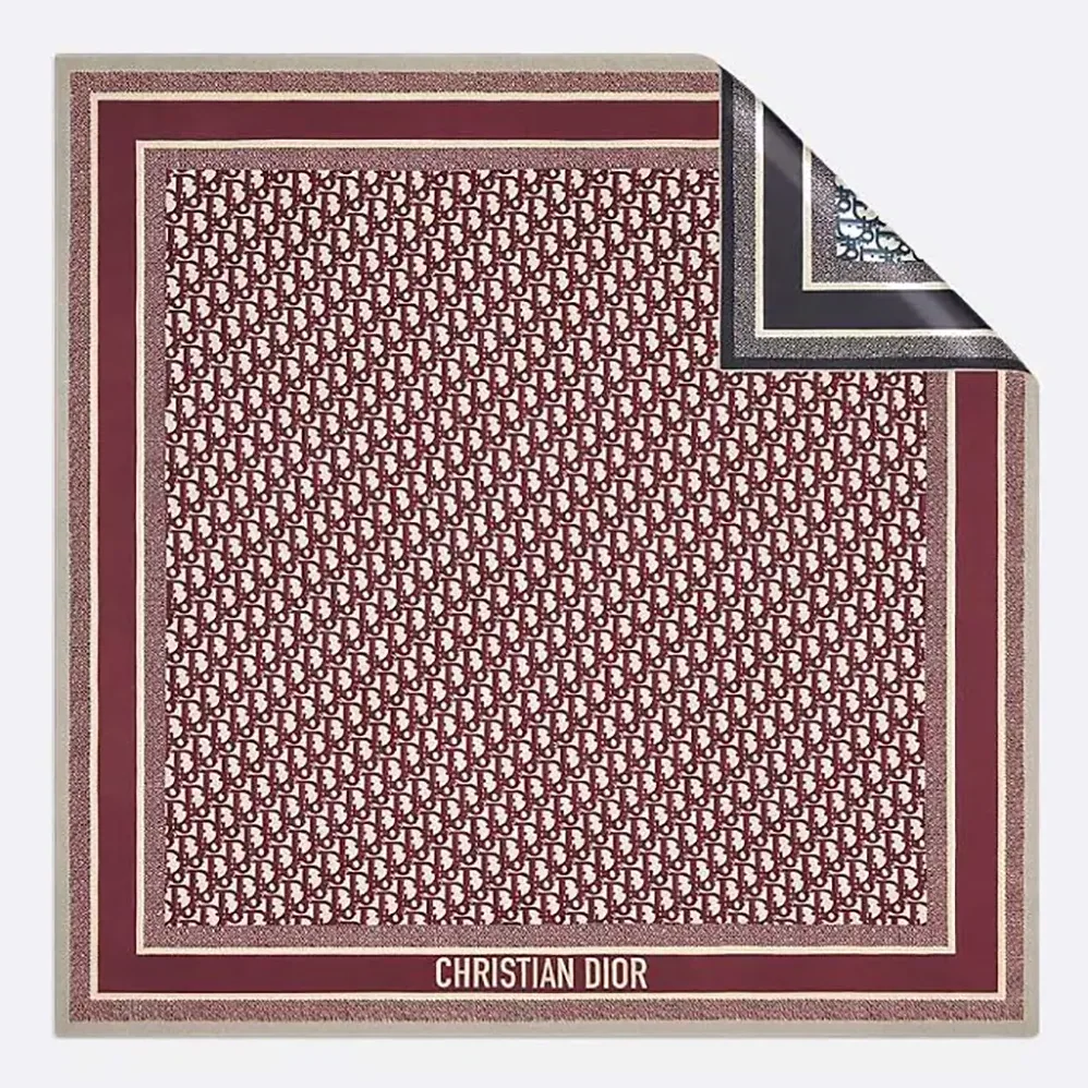 Dior Dior Oblique Diortwin 90 Square Scarf Burgundy and Navy Blue Silk Twill for Unisex Dior Dior Oblique Diortwin 90 Square Scarf Burgundy and Navy Blue Silk Twill for Unisex