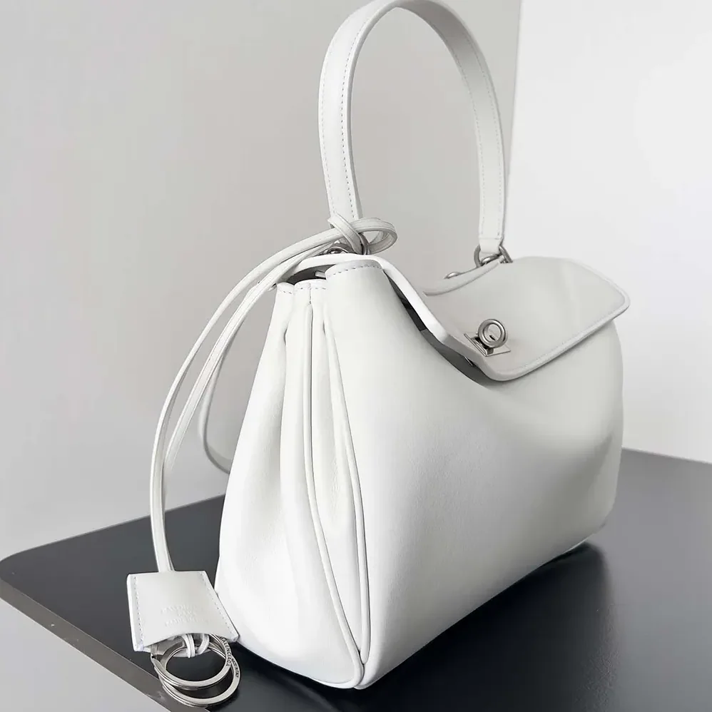 Balenciaga Rodeo Small Handbag in White Smooth Calfskin for Women in Silver