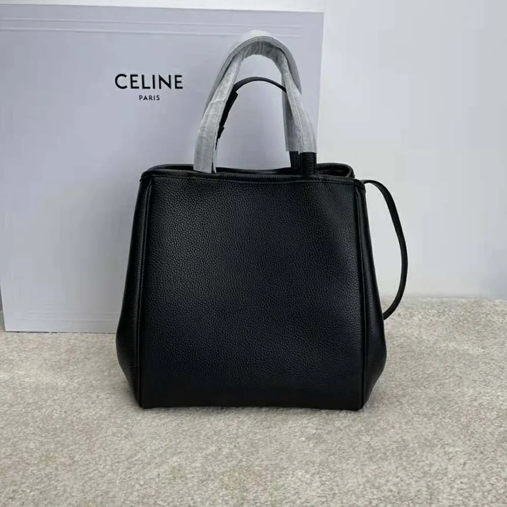 Celine Small Folded Cabas in Grained Calfskin for Women in Black