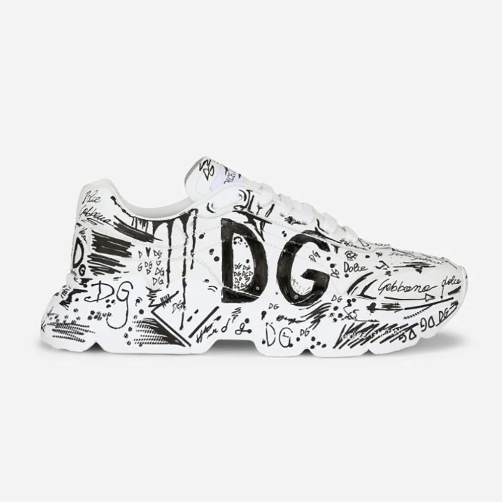 Dolce Gabbana D&G Hand-Painted Graffiti Calfskin Nappa Daymaster Sneakers for Women Dolce Gabbana D&G Hand-Painted Graffiti Calfskin Nappa Daymaster Sneakers for Women