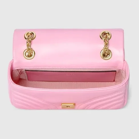 Gucci Marmont Small Shoulder Bag in Light Pink Gold Hardware