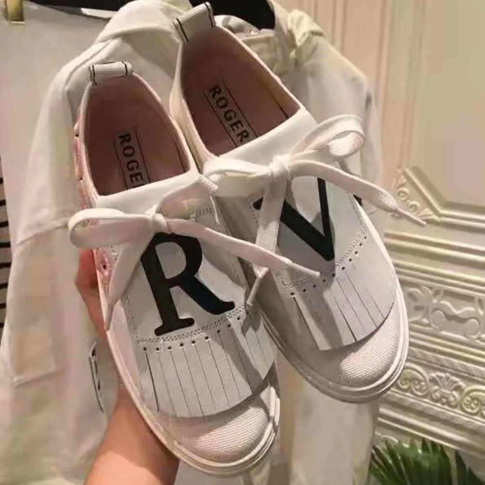 Roger Vivier Call Me Vivier Patch Sneakers for Women in White Roger Vivier Call Me Vivier Patch Sneakers for Women in White