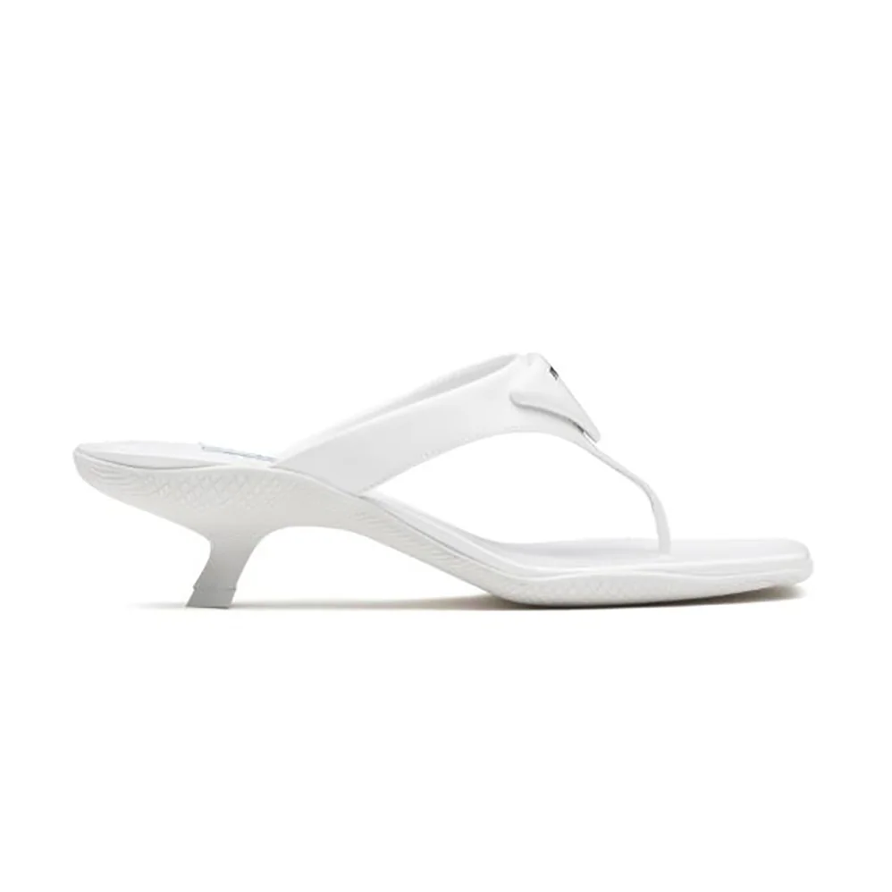 Prada Brushed Leather High-heeled Thong Sandals for Women in White