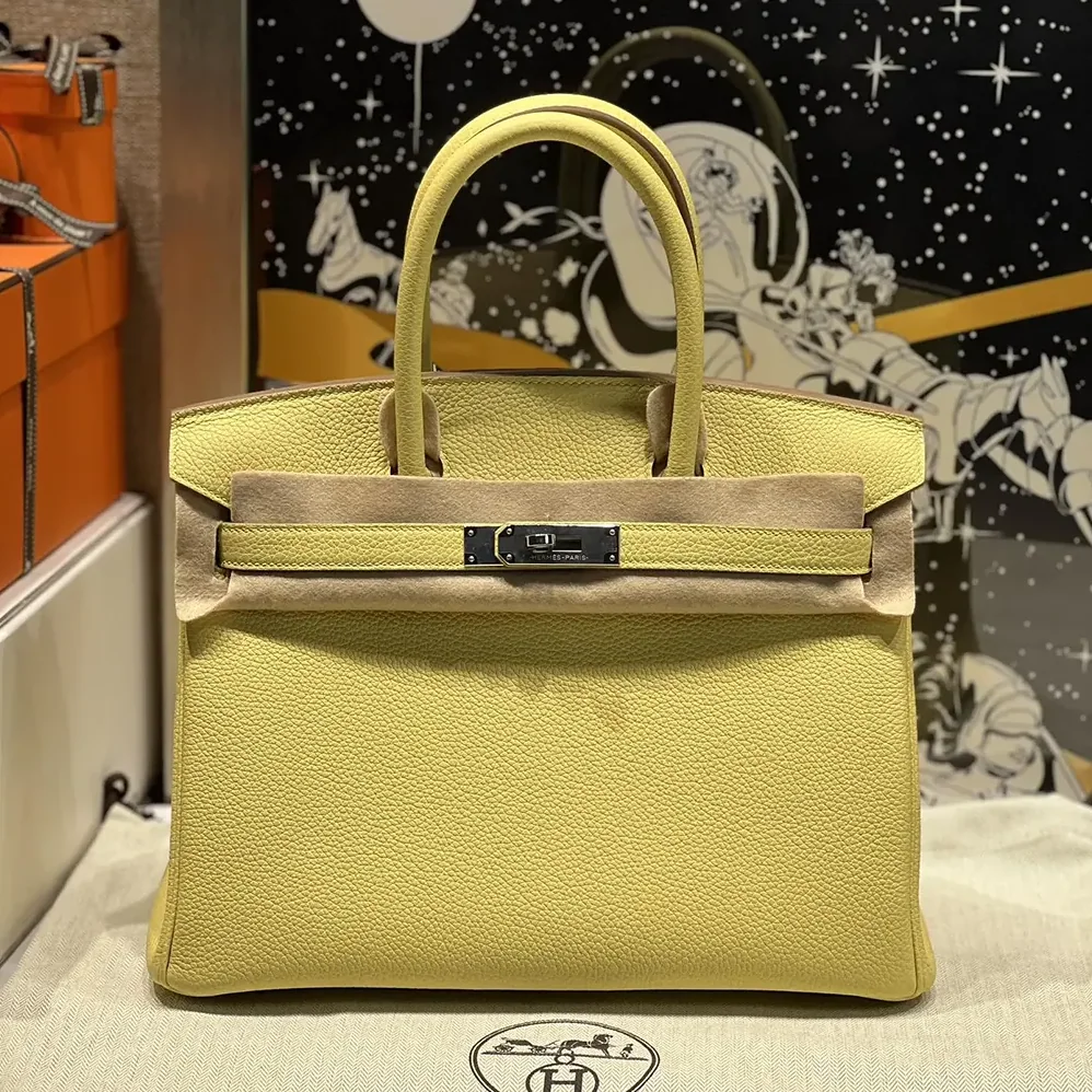 Hermes Birkin 30 Bag in Epsom Leather with Silver Hardware in Yellow/Silver Hermes Birkin 30 Bag in Epsom Leather with Silver Hardware in Yellow/Silver