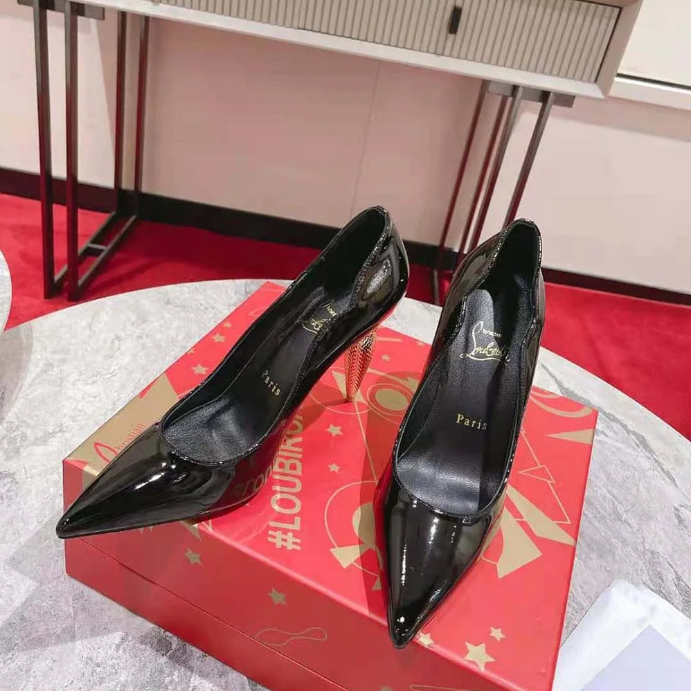 Christian Louboutin Lipchick Pump 100 mm Heel Height for Women in Black Christian Louboutin Lipchick Pump 100 mm Heel Height for Women in Black