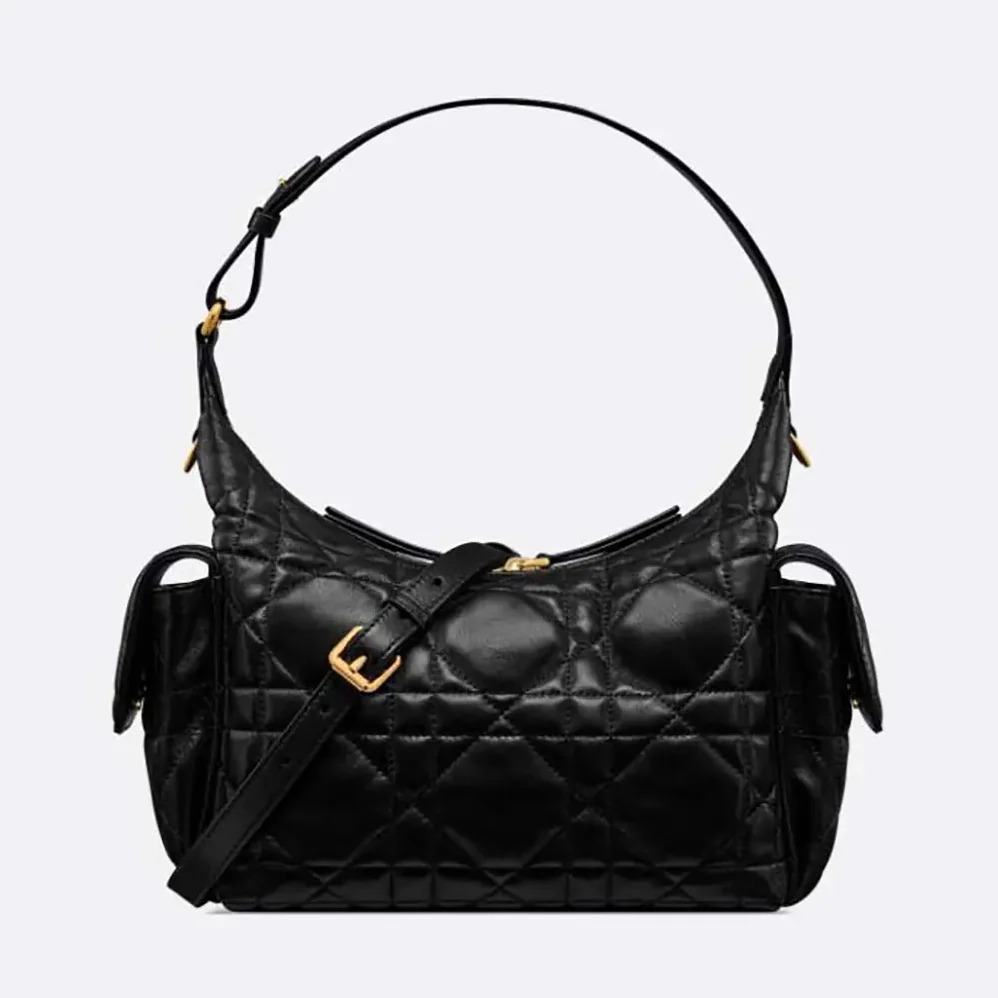 Dior Medium D-Dream Bag Black Macrocannage Lambskin for Women