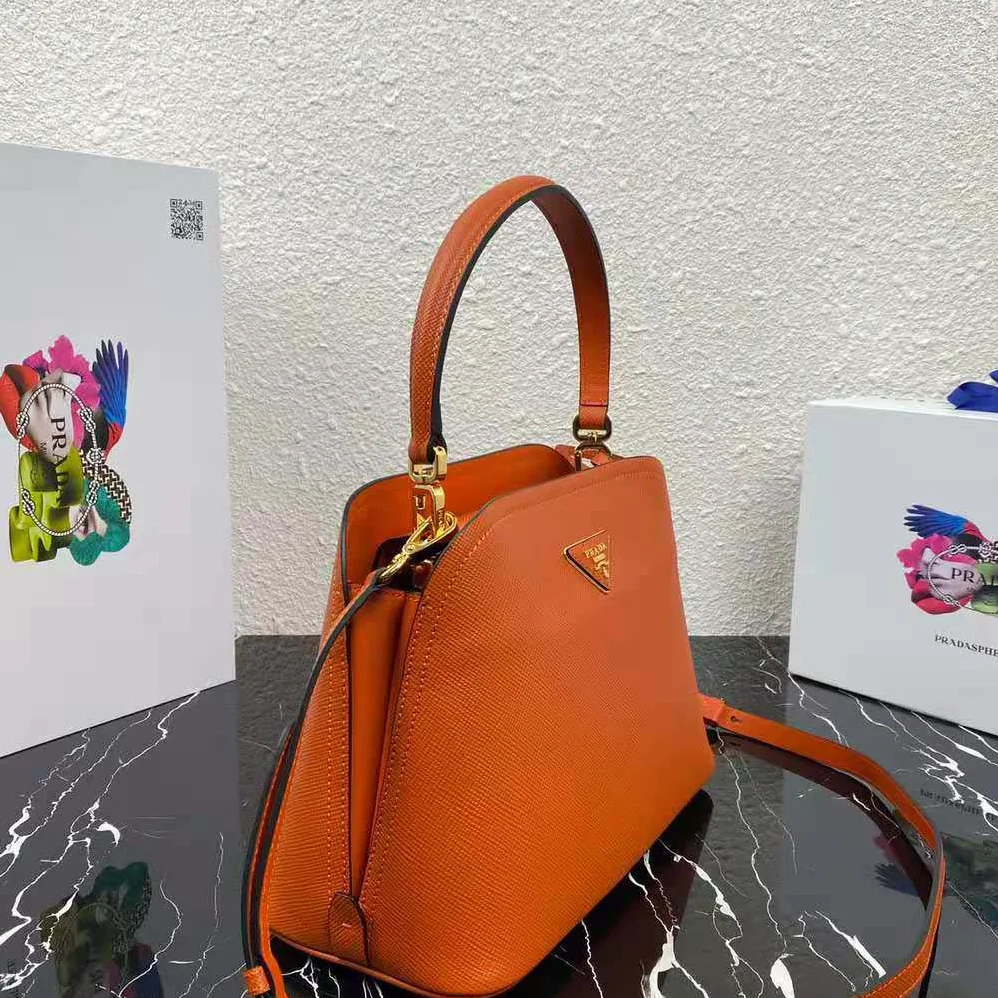 Prada Medium Saffiano Leather Prada Matinee Bag for Women in Orange