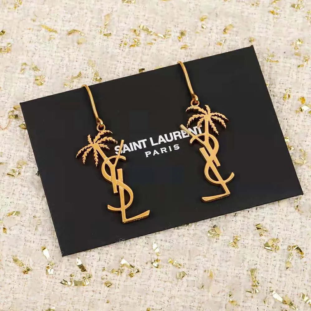 Saint Laurent YSL Monogram Palm Earrings in Metal for Women