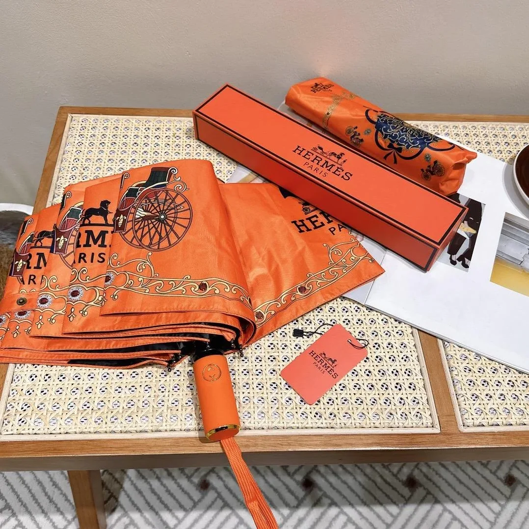 Hermes Automatic Folding Umbrella Orange Hermes Automatic Folding Umbrella Orange