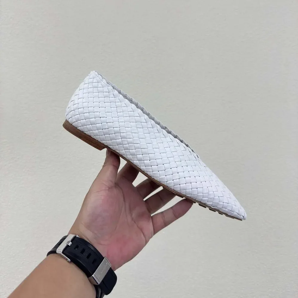 Bottega Veneta Sofia Ballerina in Padded Intreccio Leather for Women in White Bottega Veneta Sofia Ballerina in Padded Intreccio Leather for Women in White