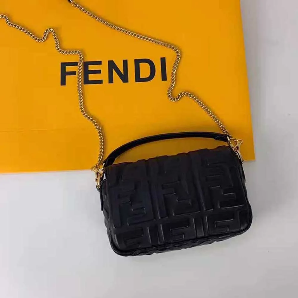 Fendi Baguette Black Leather Bag for Women