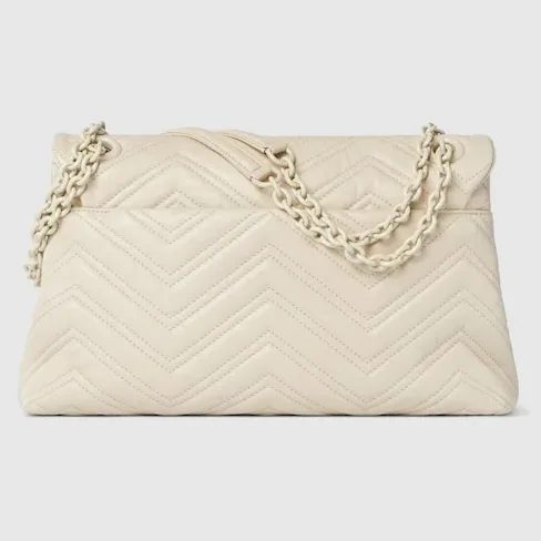 Gucci Marmont Medium Shoulder Bag in Ivory Tonal Enameled Hardware