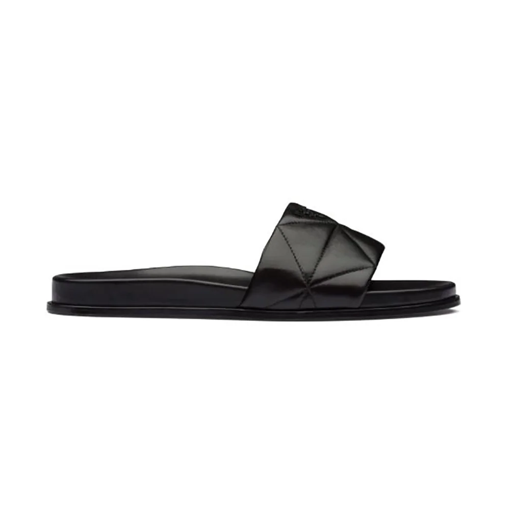 Prada Nappa Leather Slides in 20mm Heel for Women in Black