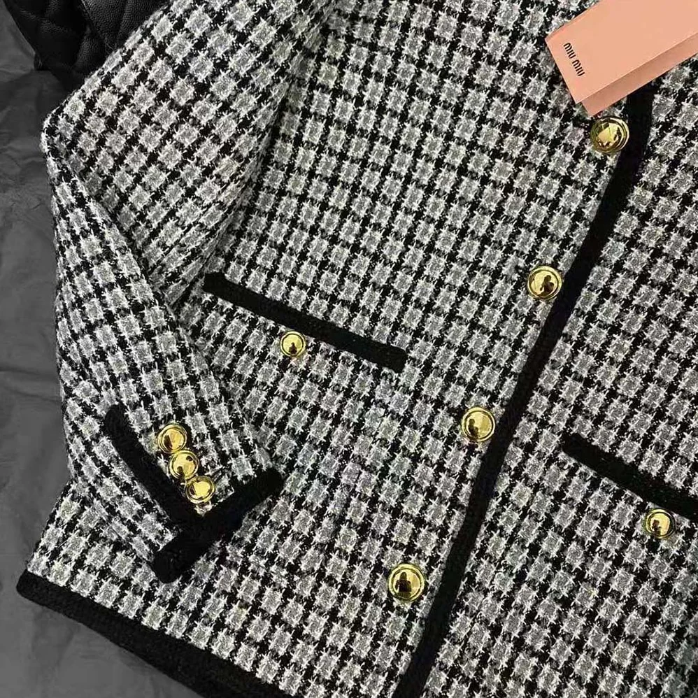 Miu Miu Single-breasted Boucle Jacket with Embroidered Logo for Women