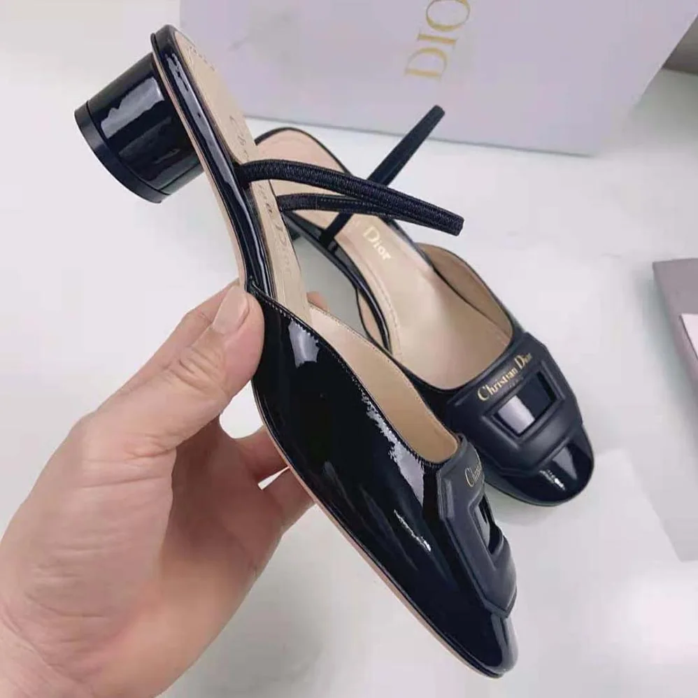 Dior Day Slingback Pump Black Patent Calfskin for Women