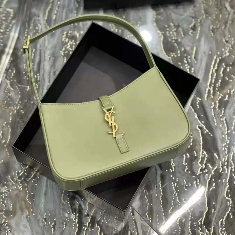 Saint Laurent YSL Le 5 A 7 Hobo Bag in Smooth Leather for Women in Green Saint Laurent YSL Le 5 A 7 Hobo Bag in Smooth Leather for Women in Green