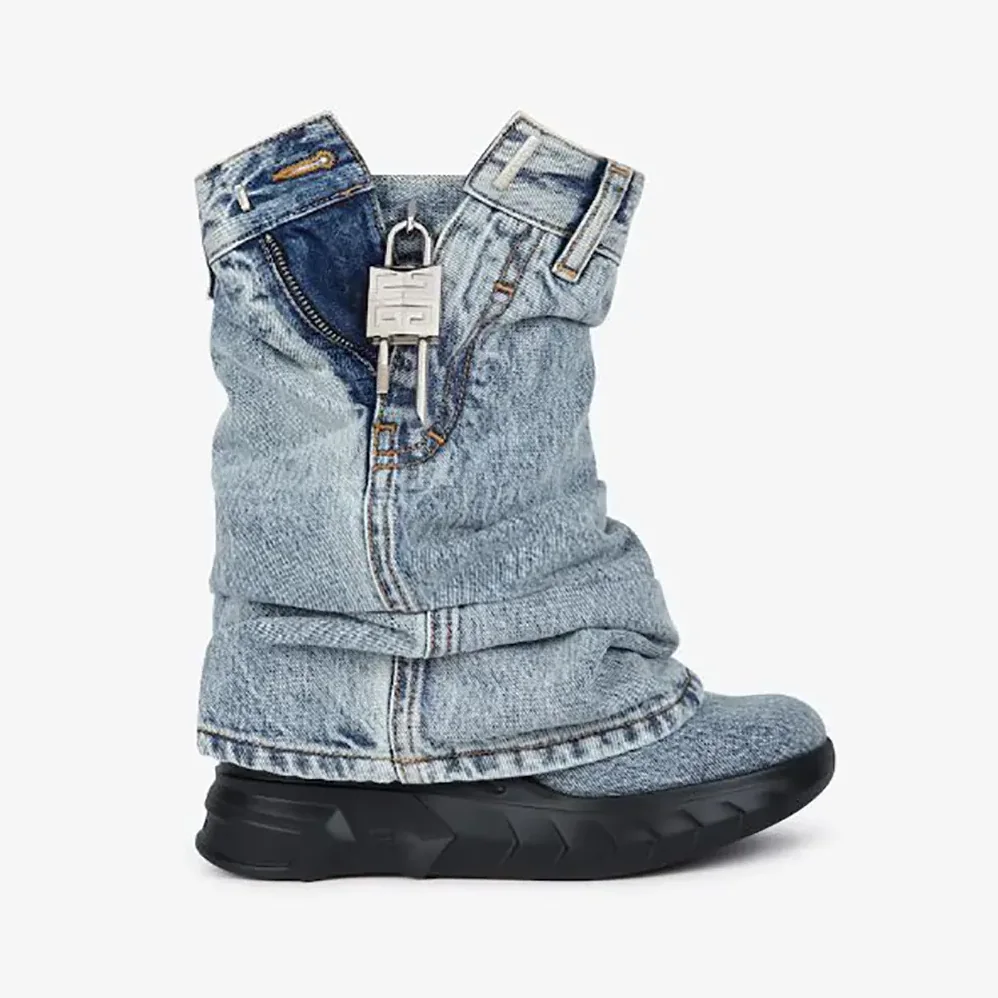 Givenchy Shark Lock Biker Ankle Boots in Jeans for Women