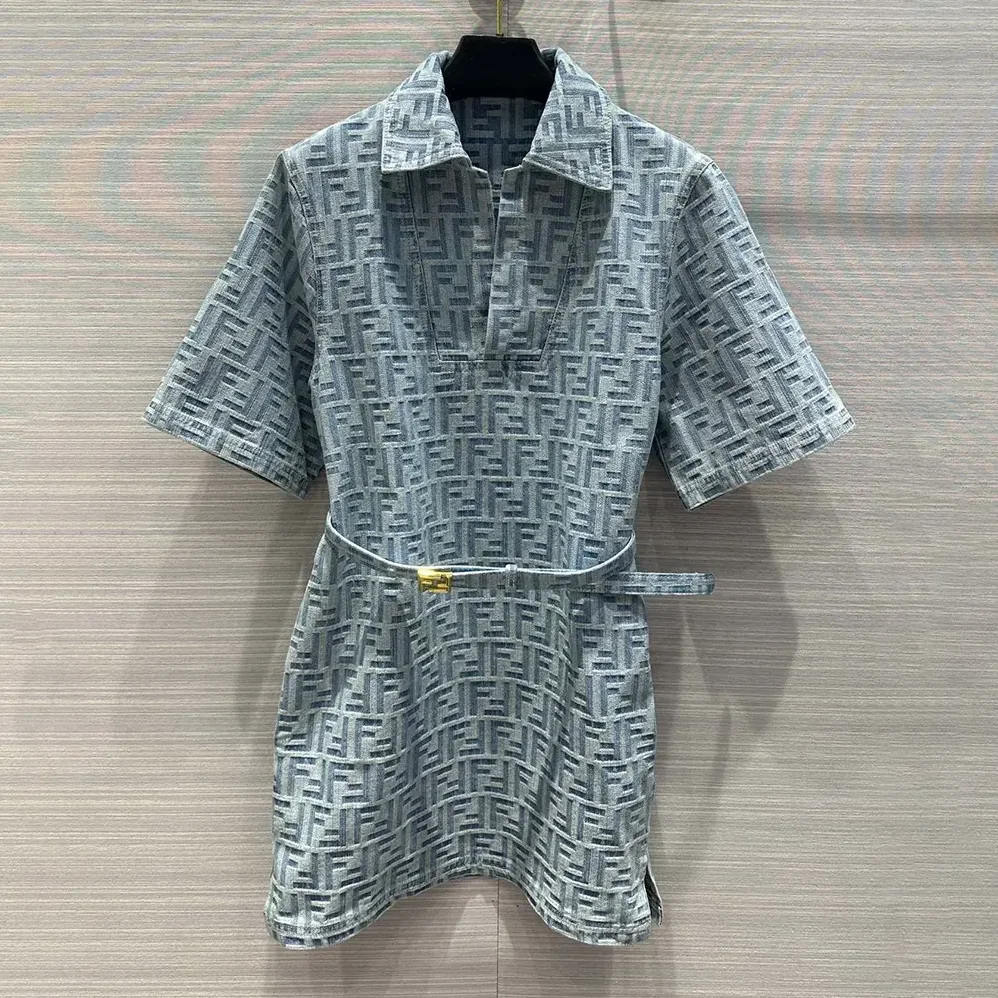 Fendi Light Blue FF Denim Dress for Women Fendi Light Blue FF Denim Dress for Women