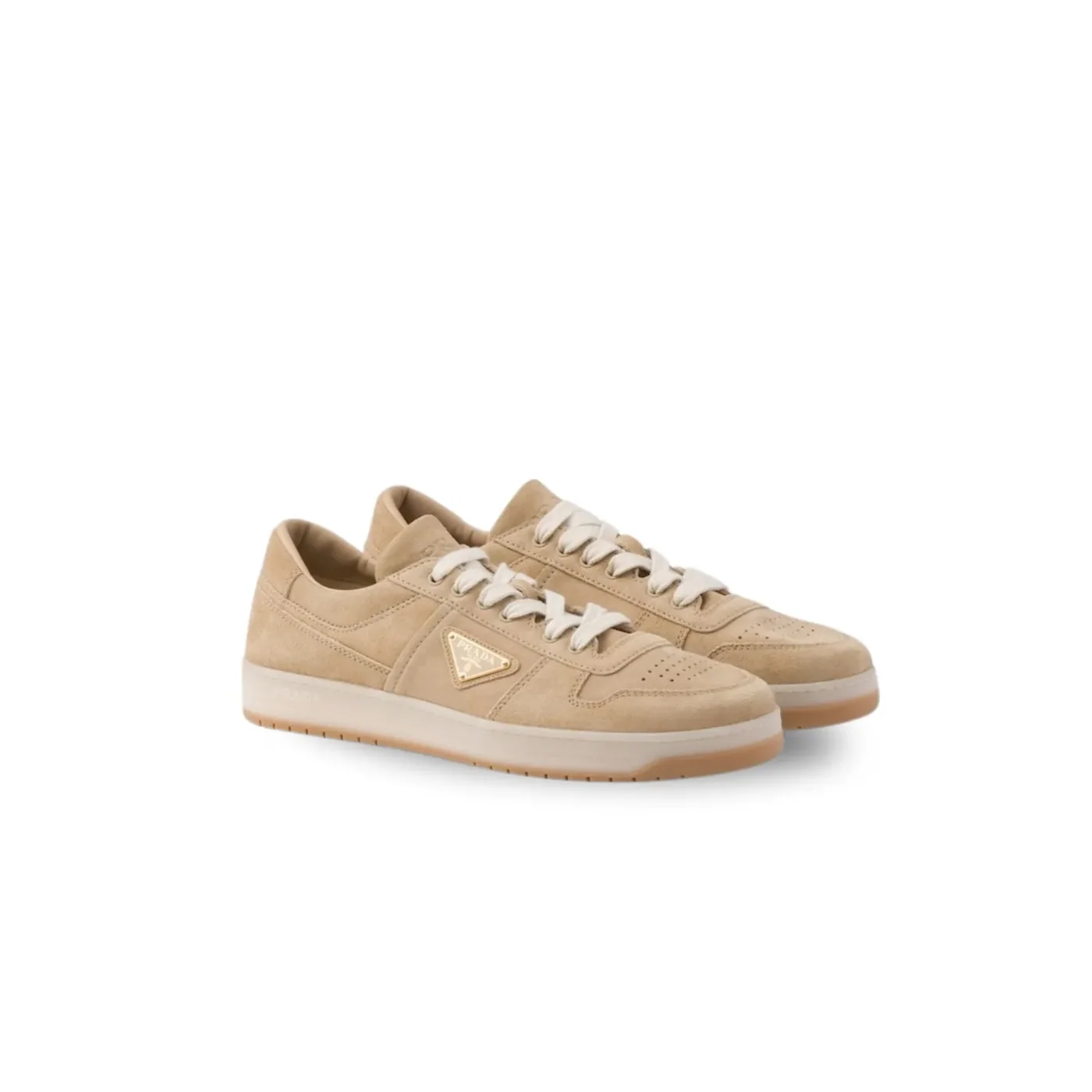 Prada Downtown Delavé Suede Sneakers Ecru 2EE364_Z5O_F0379_F_D002