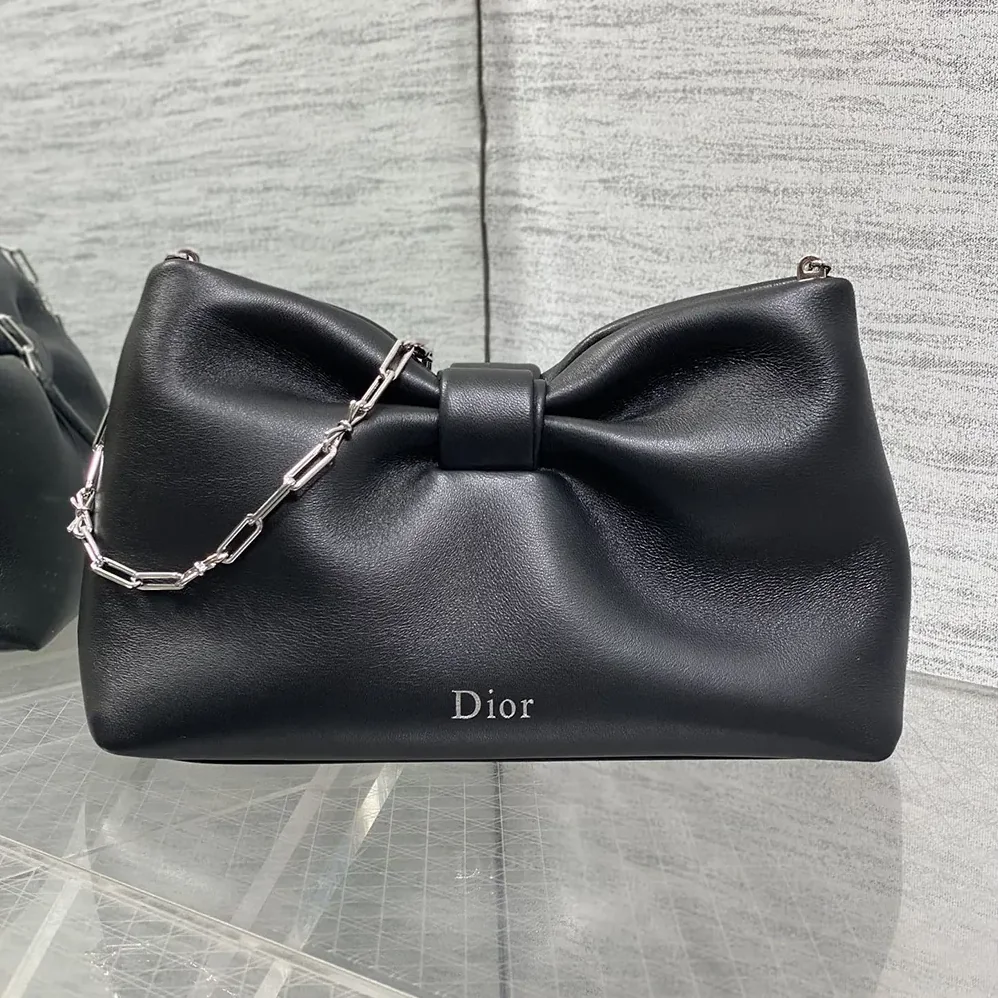 Dior Small Dior Bow Bag Black Lambskin for Women