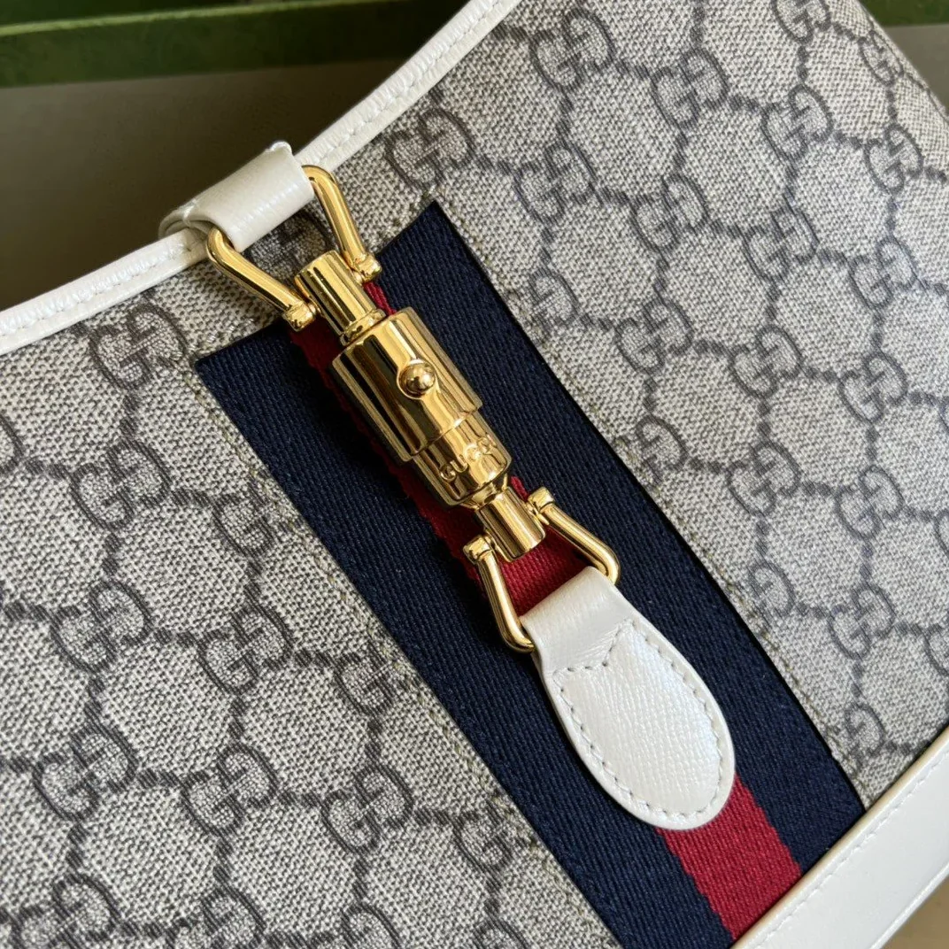 Gucci Jackie 1961 Small Shoulder Bag Beige And Ebony GG Supreme Canvas / Gucci Jackie 1961 Small Shoulder Bag Beige And Ebony GG Supreme Canvas /