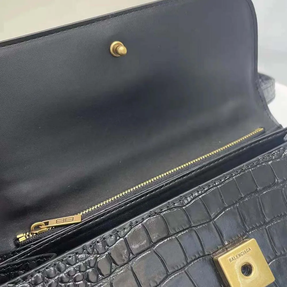 Balenciaga Gossip Small Bag in Extra Supple Crocodile Embossed Calfskin in Black for Women