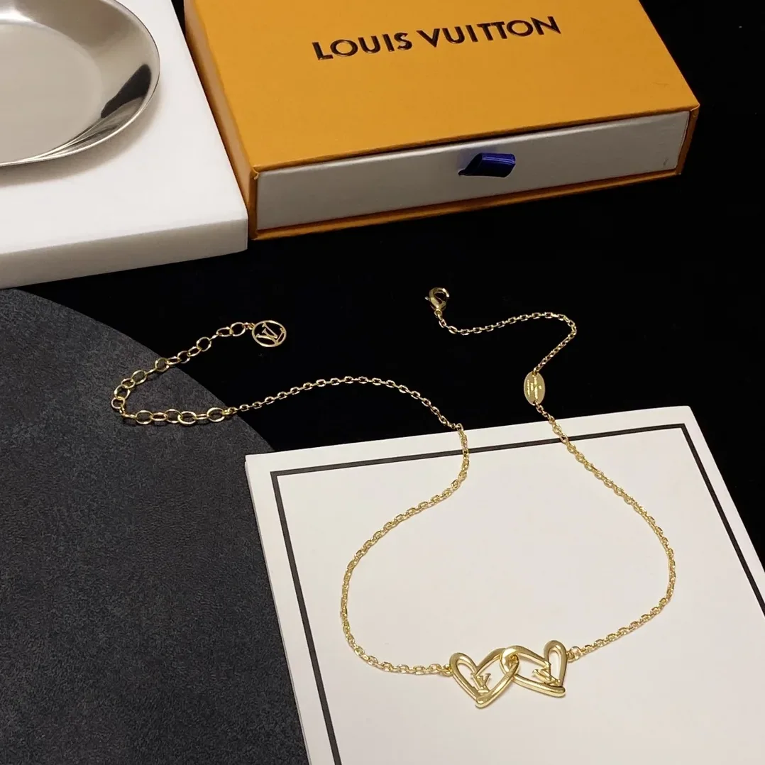 Louis Vuitton LV Letter Necklace Gold