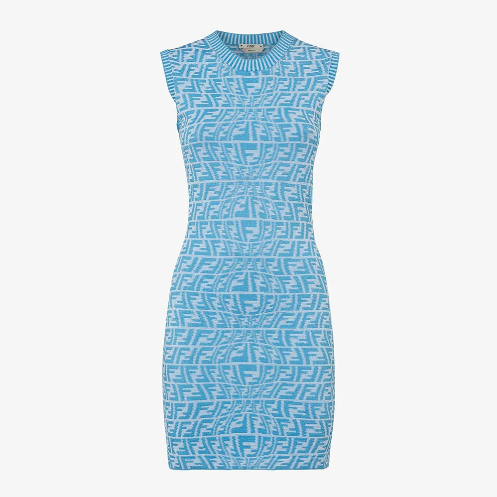 Fendi Dress Light Blue Viscose Dress for Women Fendi Dress Light Blue Viscose Dress for Women