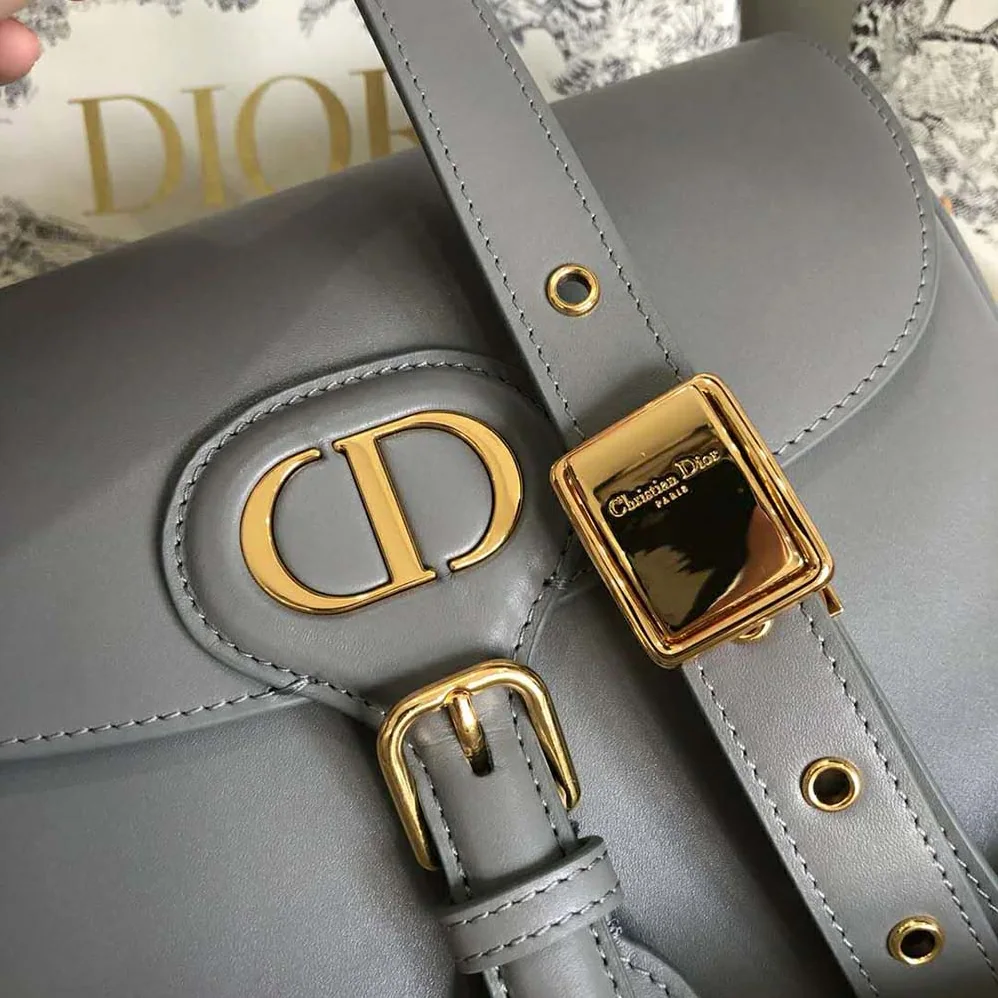 Dior Medium Dior Bobby Bag Denim Box Calfskin for Women in Silver