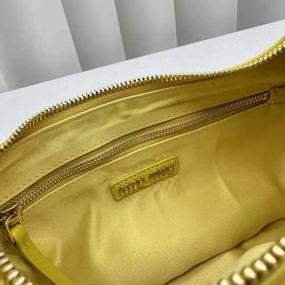 Miu Miu Nappa Leather Pocket Bag for Women in Yellow