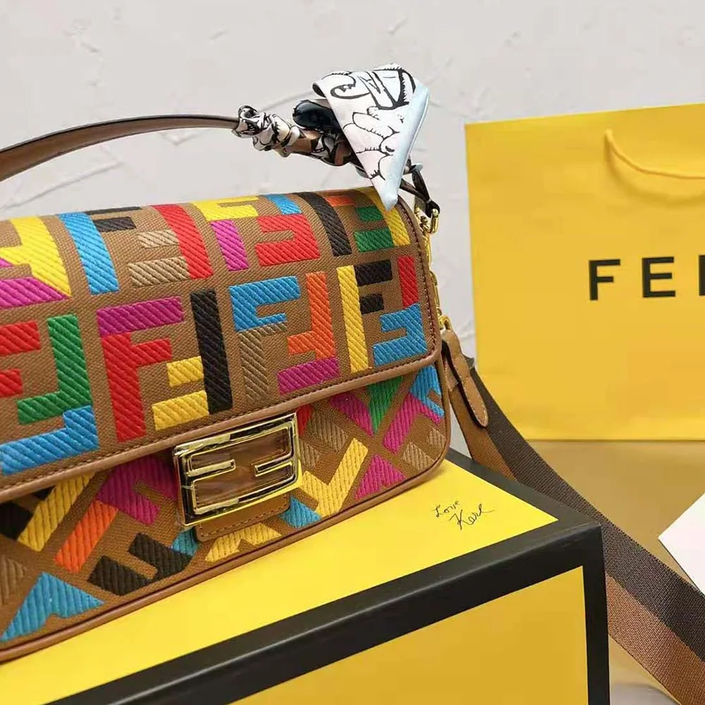 Fendi Baguette Multicolor FF Canvas Bag for Women