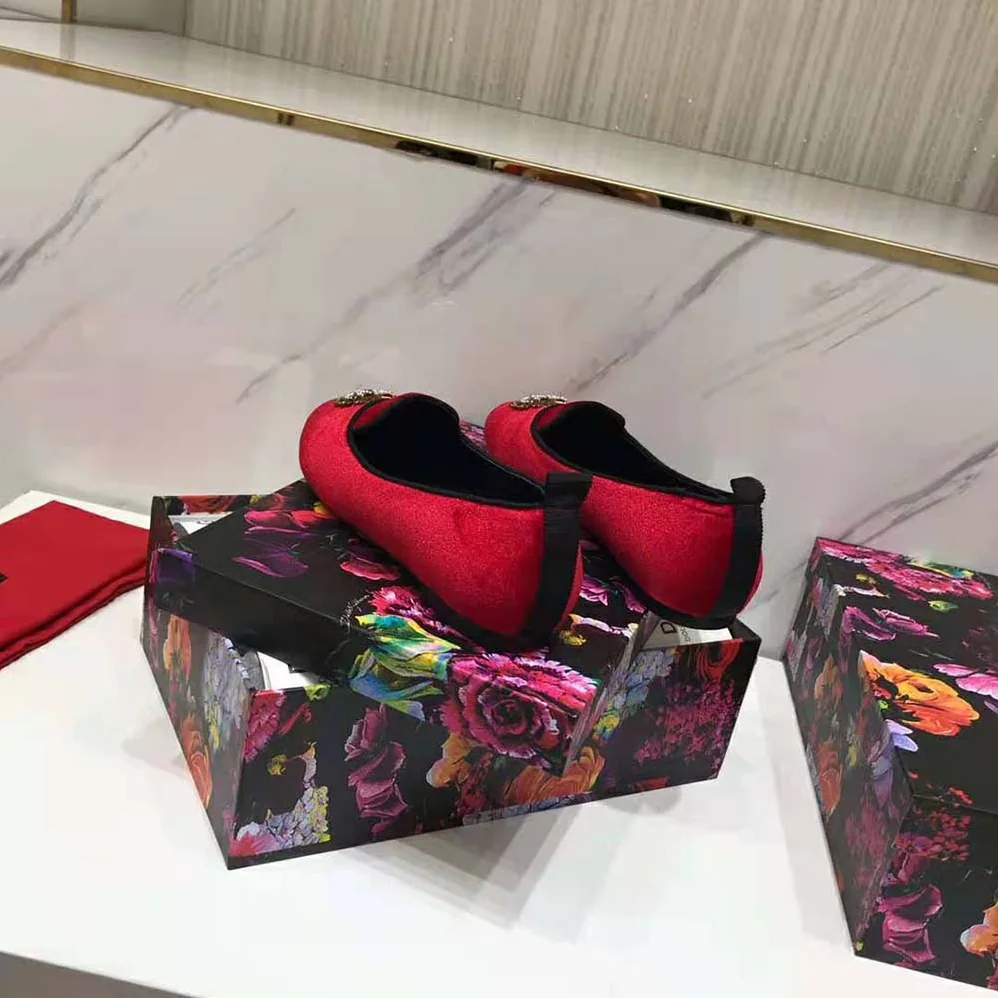 Dolce Gabbana D&G Velvet Devotion Slippers for Women in Red