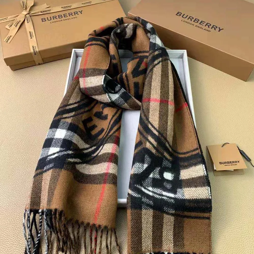 Burberry Montage Print Cashmere Scarf for Women in Brown