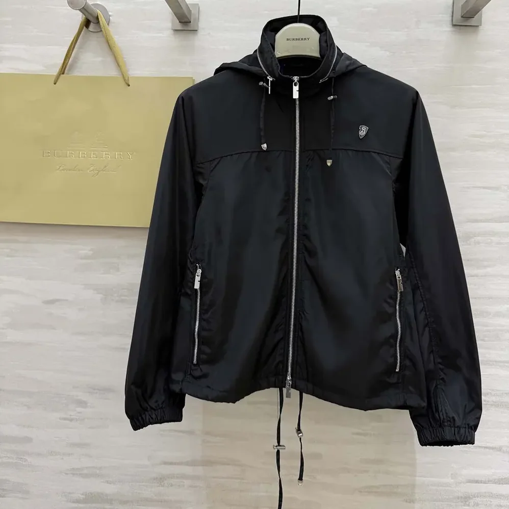 Burberry Knight Stamp Nylon Jacket for Men in Black