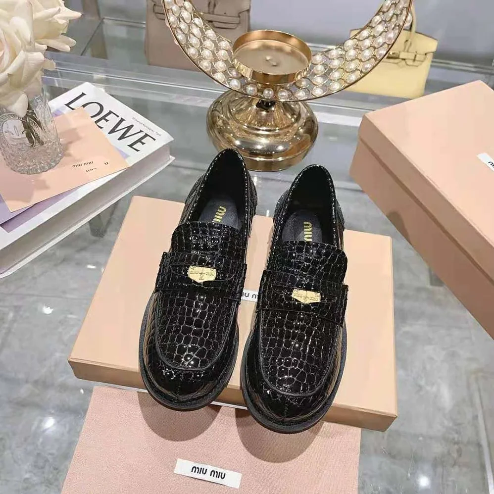 Miu Miu Croco for Women in print Leather Penny Loafers Miu Miu Croco for Women in print Leather Penny Loafers