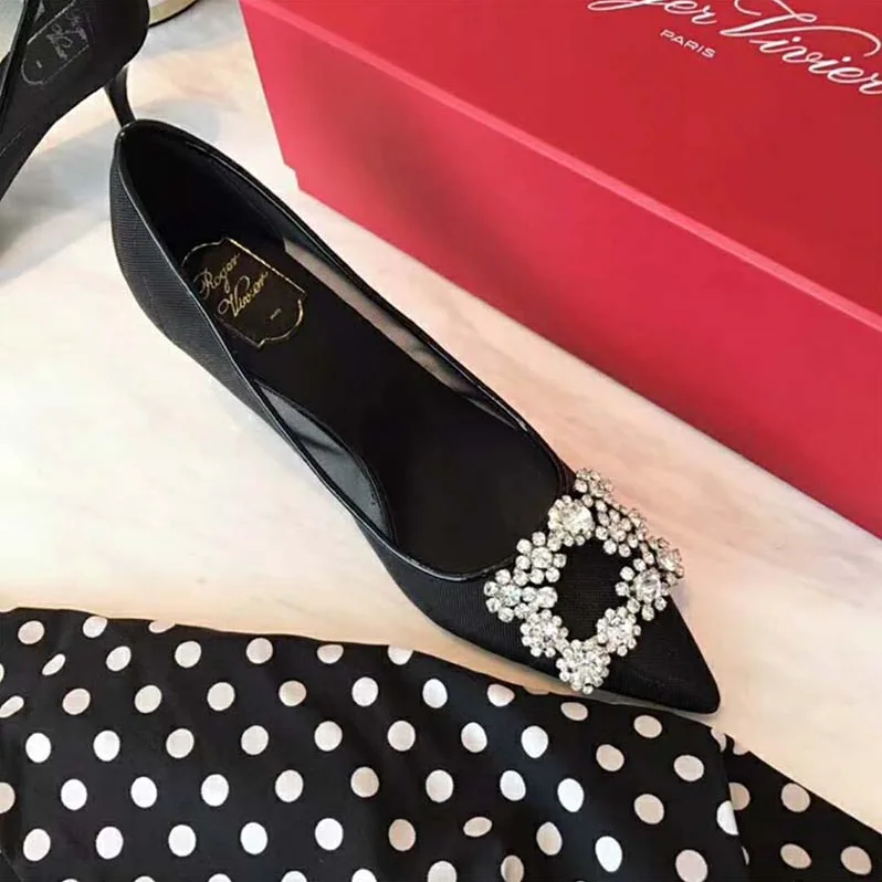 Roger Vivier Flower Strass Buckle Net Pumps 60mm Heel for Women