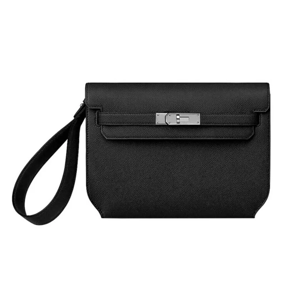 Hermes Kelly Depeches 25 Pouch for Men in Black