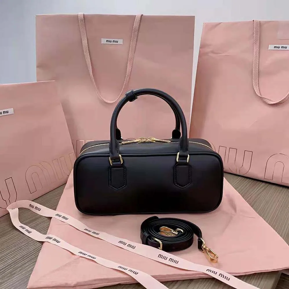 Miu Miu Arcadie Leather Bag for Women in Black Miu Miu Arcadie Leather Bag for Women in Black