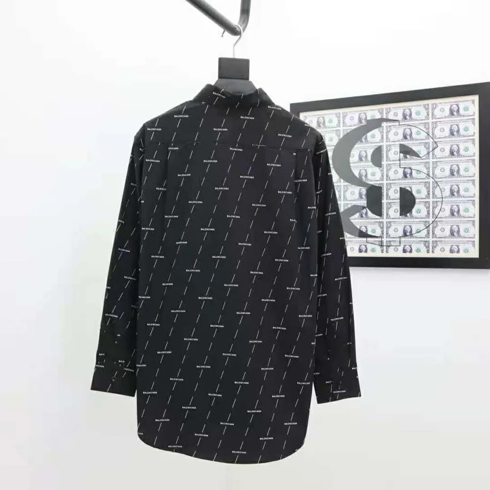 Balenciaga Large Fit Shirt in Black and White Licence Printed Poplin for Women Balenciaga Large Fit Shirt in Black and White Licence Printed Poplin for Women