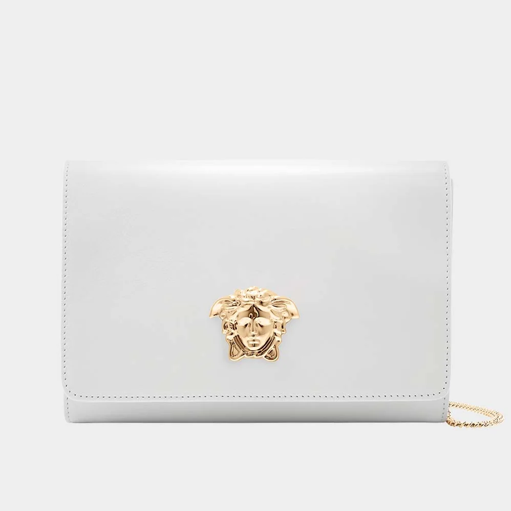 Versace Medusa Head Evening Clutch Bag for Women in White Versace Medusa Head Evening Clutch Bag for Women in White