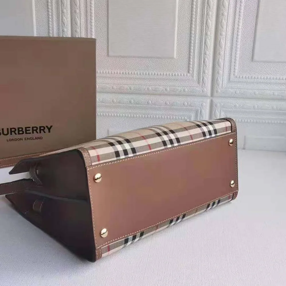 Burberry Mini Vintage Check Two-handle Title Bag for Women in Brown