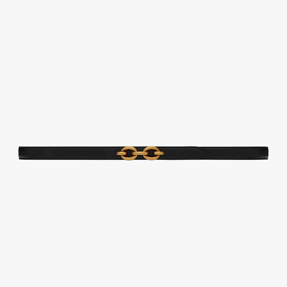 Saint Laurent YSL Maillon Thin Belt in Shiny Leather for Women Saint Laurent YSL Maillon Thin Belt in Shiny Leather for Women