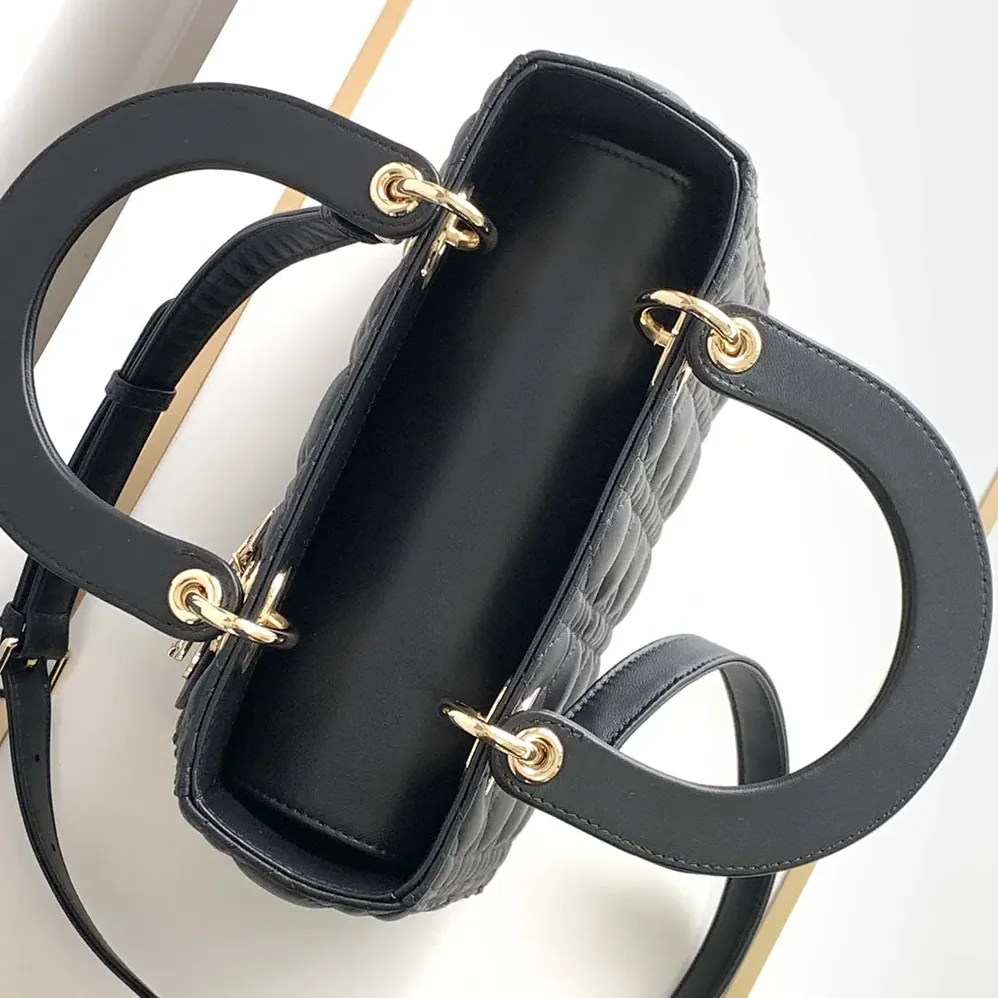 Dior Medium Lady Dior Bag Black Cannage Lambskin for Women