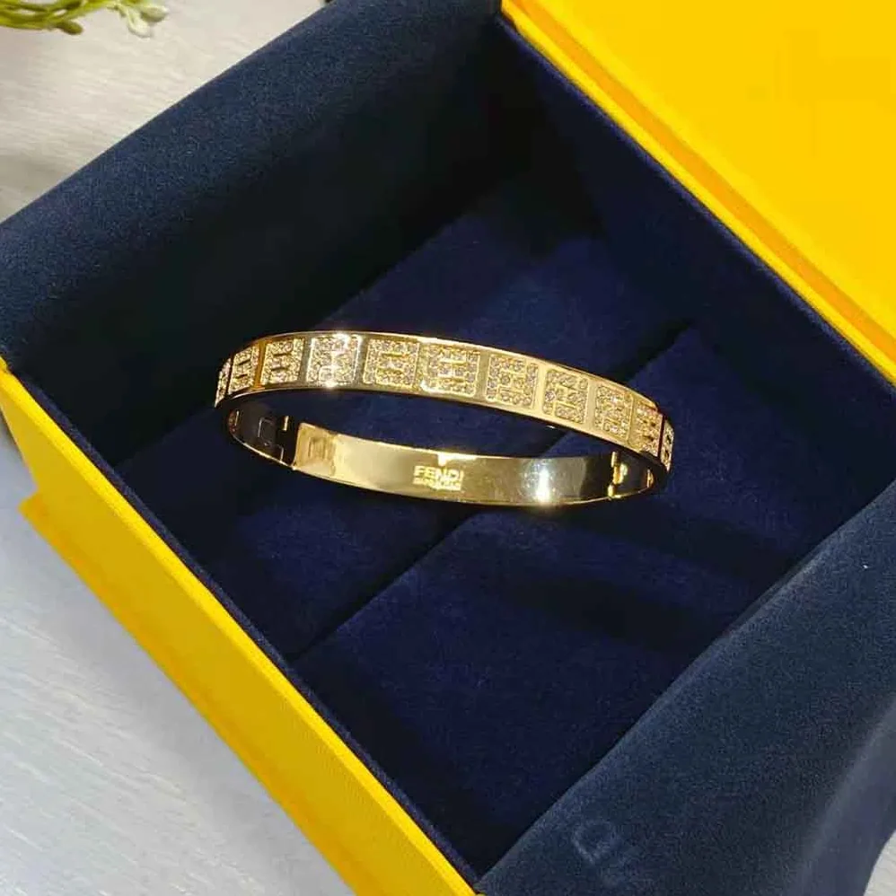 Fendi Stiff Narrow-Band FF Bracelet Gold for Women in colored Fendi Stiff Narrow-Band FF Bracelet Gold for Women in colored