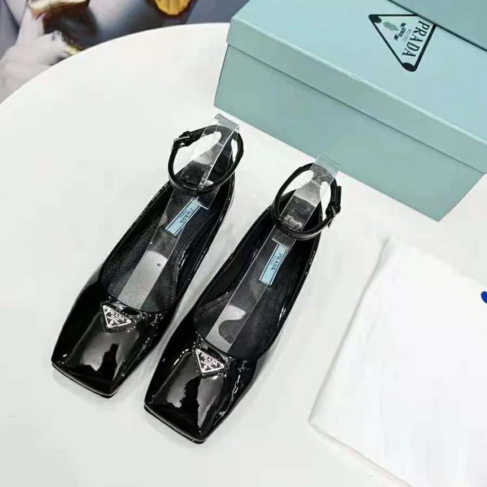 Prada Patent Leather Ballerinas for Women in Black