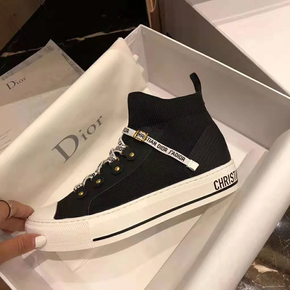 Dior Walk'N'Dior Techincal Knit Mid-Top Sneaker for Women in Black Dior Walk'N'Dior Techincal Knit Mid-Top Sneaker for Women in Black